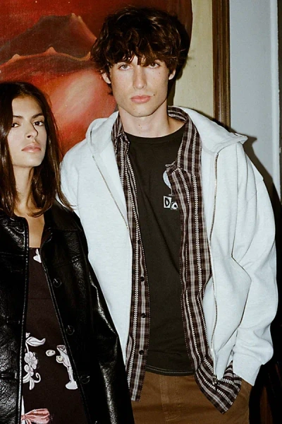 Standard Cloth Jump Shot Full Zip Hoodie Sweatshirt In Heather Grey, Men's At Urban Outfitters In Gray