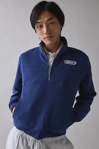 Standard Cloth Jump Shot Quarter-zip Sweatshirt In Blue, Men's At Urban Outfitters