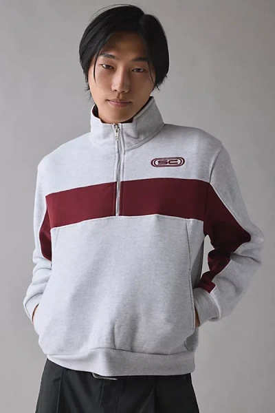 Standard Cloth Jump Shot Quarter-zip Sweatshirt In Grey, Men's At Urban Outfitters In Gray