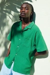Standard Cloth Liam Cotton Crinkle Shirt Top In Green, Men's At Urban Outfitters