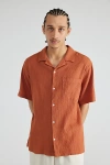Standard Cloth Liam Crinkle Shirt Top In Orange, Men's At Urban Outfitters