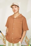 Standard Cloth Liam Cotton Crinkle Shirt Top In Thrush, Men's At Urban Outfitters