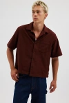 Standard Cloth Liam Cropped Knit Shirt Top In Brown, Men's At Urban Outfitters In Brown