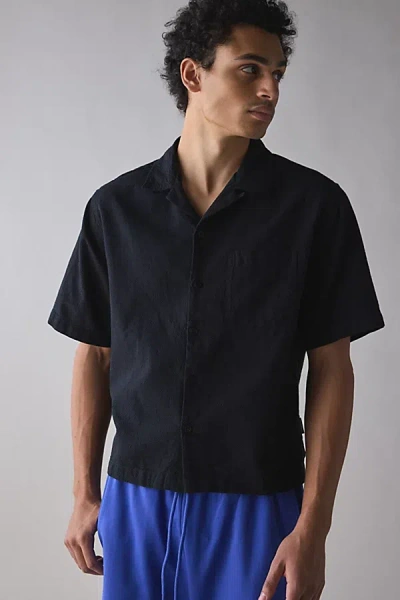 Standard Cloth Liam Seersucker Shirt Top In Black, Men's At Urban Outfitters