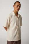Standard Cloth Liam Stripe Crinkle Shirt Top In Neutral, Men's At Urban Outfitters In Neutral