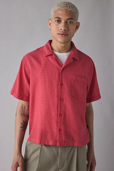 Standard Cloth Liam Textured Grid Shirt Top In Red, Men's At Urban Outfitters