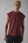 Standard Cloth Luca Cutoff Tee In Maroon, Men's At Urban Outfitters In Burgundy