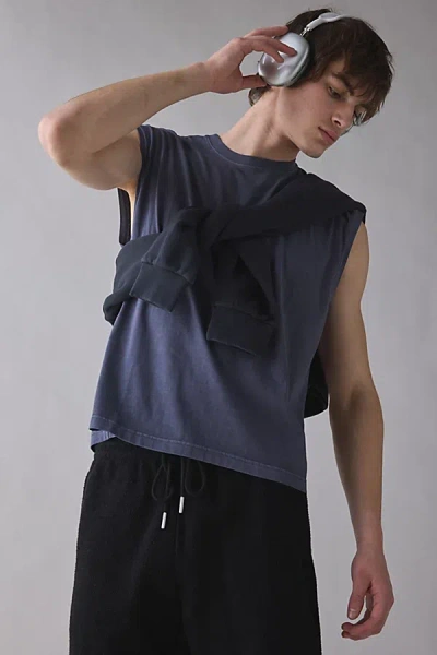 Standard Cloth Luca Cutoff Tee In Navy, Men's At Urban Outfitters In Blue