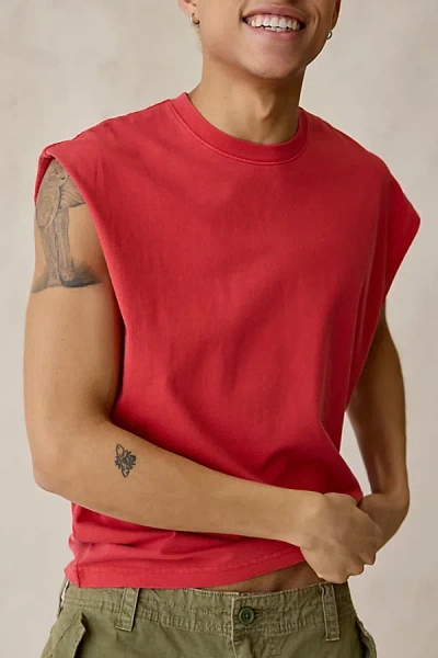 Standard Cloth Luca Cutoff Tee In Red, Men's At Urban Outfitters