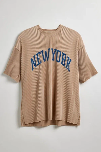 Standard Cloth New York Plisse Tee In Beige, Men's At Urban Outfitters In Brown