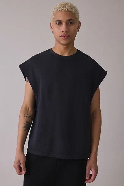 Standard Cloth Pregame Pump Cover Sleeveless Sweatshirt In Washed Black, Men's At Urban Outfitters