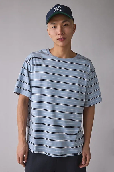Standard Cloth Pregame Stripe Pattern Relaxed Fit Tee In Blue, Men's At Urban Outfitters