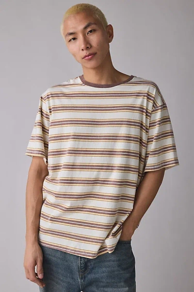 Standard Cloth Pregame Stripe Pattern Relaxed Fit Tee In Brown, Men's At Urban Outfitters In Multi