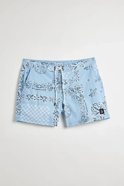 Standard Cloth Printed Fixed Waist Swim Short In Sky, Men's At Urban Outfitters