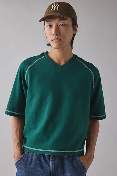 Standard Cloth Reverse Terry Boxy Short Sleeve Sweatshirt In Green, Men's At Urban Outfitters