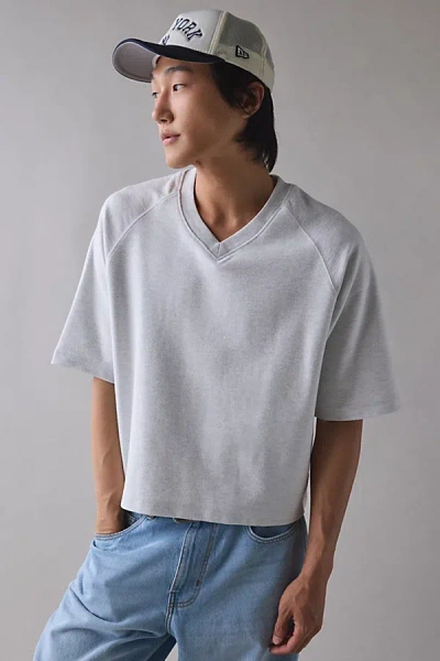 Standard Cloth Reverse Terry Boxy V-neck Shirt Top In Grey, Men's At Urban Outfitters In Gray
