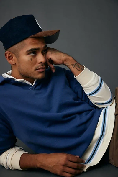 Standard Cloth Short Sleeve Rugby Shirt Top In Blue, Men's At Urban Outfitters