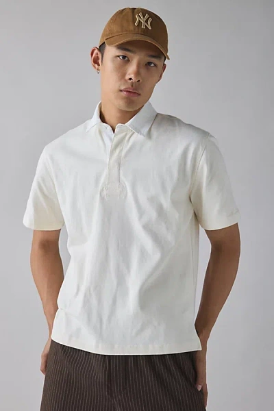 Standard Cloth Short Sleeve Rugby Shirt Top In Cream, Men's At Urban Outfitters In White