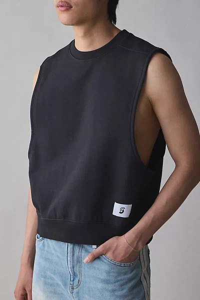 Standard Cloth Sleeveless Muscle Crew Neck Sweatshirt In Black, Men's At Urban Outfitters
