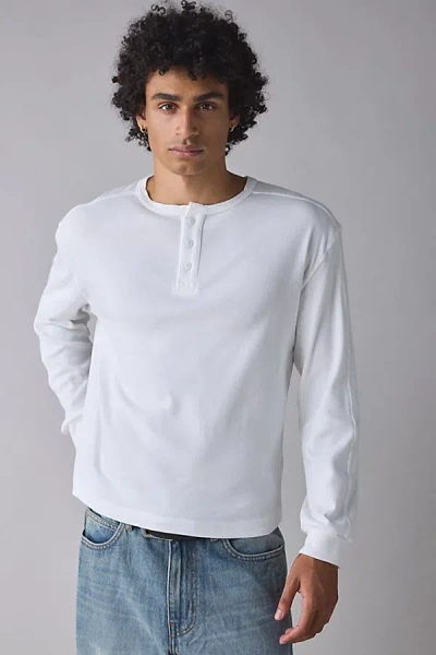 Standard Cloth Toro Henley Long Sleeve Tee In White, Men's At Urban Outfitters