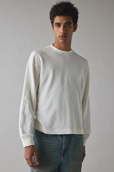 Standard Cloth Toro Thermal Long Sleeve Tee In Ivory, Men's At Urban Outfitters In White