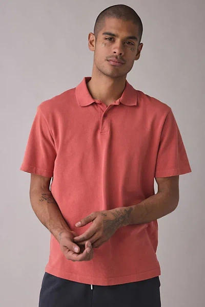 Standard Cloth Washed Polo Tee In Fire Truck Red Wash, Men's At Urban Outfitters In Pink