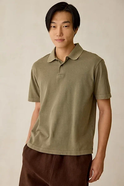 Standard Cloth Washed Polo Tee In Hunter Green Wash, Men's At Urban Outfitters In Gray