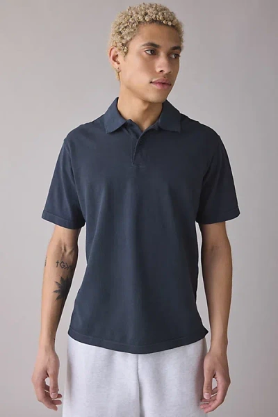 Standard Cloth Washed Polo Tee In Jet Black Wash, Men's At Urban Outfitters In Blue