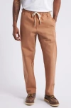 Standard Issue Cotton Oxford Cloth Drawstring Slacker Pants In Camel