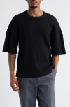 Standard Issue Oversize Thermal Knit T-shirt In Black