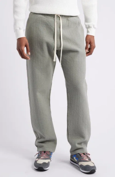 Standard Issue Sashiko Puckered Drawstring Slacker Pants In Concrete