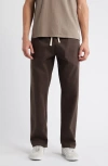 Standard Issue Standard Cotton Stretch Poplin Drawstring Slacker Pants In Brown