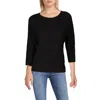 Standard James Perse Juniors Womens Three-quarter Sleeve Comfy Pullover Top In Black