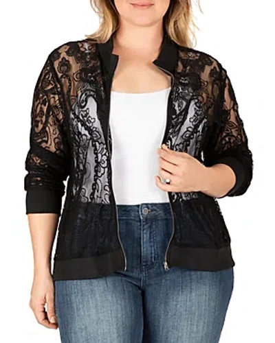 Standards & Practices Aria Lace Bomber Jacket In Black