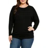 Standards & Practices Batwing Long Sleeve Tunic Top In Black