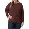 Standards & Practices Batwing Sleeve Rib Top In Brown