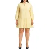 Standards & Practices Bell Sleeve Eyelet Tiered Dress In Yellow