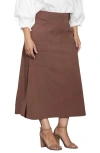 Standards & Practices Snap Detail Cargo Skirt In Coffee Brown