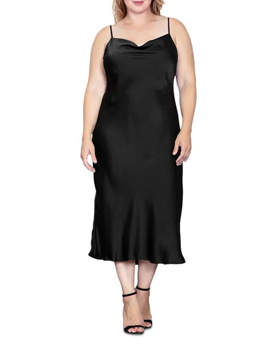 Standards & Practices Cowl Neck Satin Dress In Black