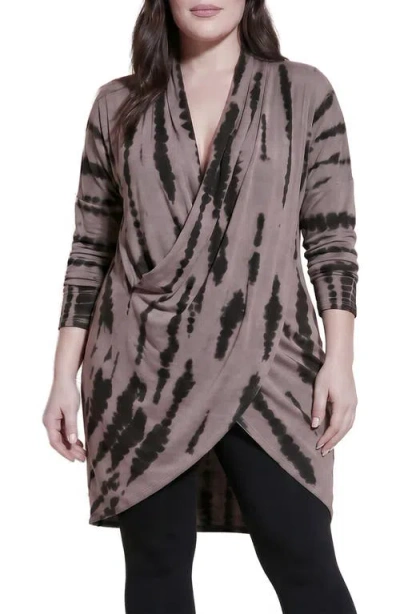 Standards & Practices Crisscross Tie Dye Knit Top In Brown