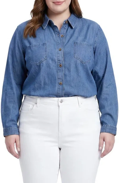 Standards & Practices Denim Button-up Shirt In Blue