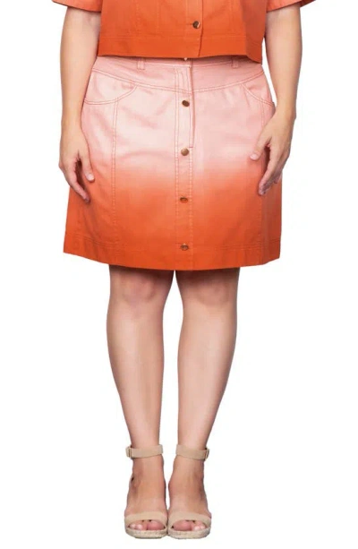 Standards & Practices Dip Dye Denim Skirt In Coral