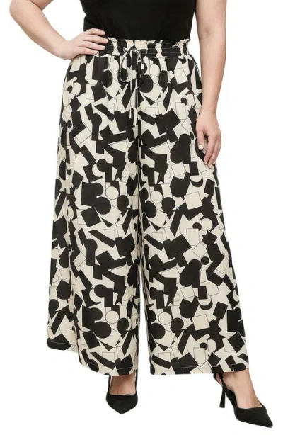 Standards & Practices Drawstring Waist Wide Leg Pants In Black