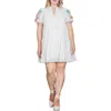 Standards & Practices Embroidered Sleeve Cotton Eyelet Dress In White