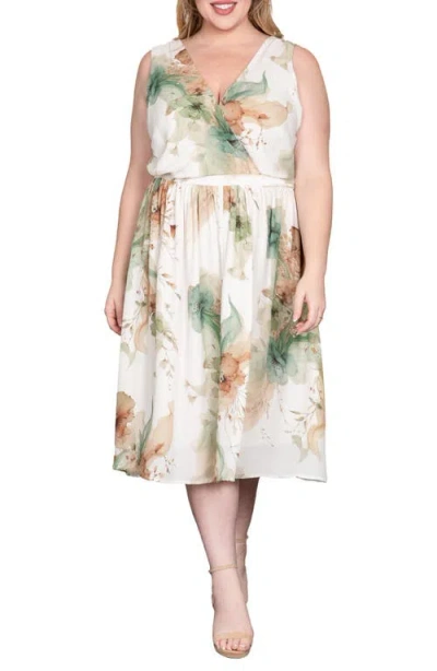 STANDARDS & PRACTICES STANDARDS & PRACTICES FLORAL PRINT FAUX WRAP MIDI DRESS