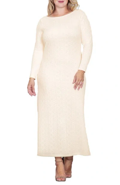 Standards & Practices Geo Jacquard Long Sleeve Maxi Dress In Ivory