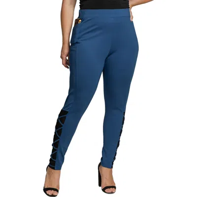 Standards & Practices Interlaced Mesh Detail Leggings In Blue
