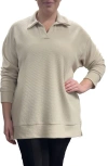 Standards & Practices Johnny Collar Long Sleeve Top In Beige
