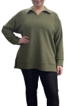 Standards & Practices Johnny Collar Long Sleeve Top In Olive