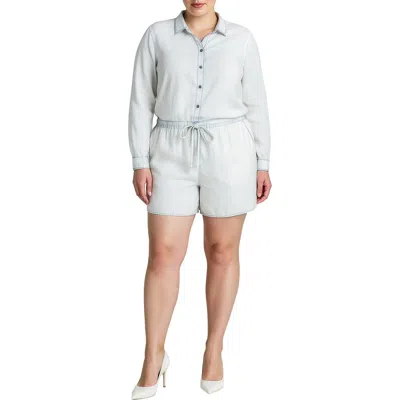 Standards & Practices Long Sleeve Romper In White